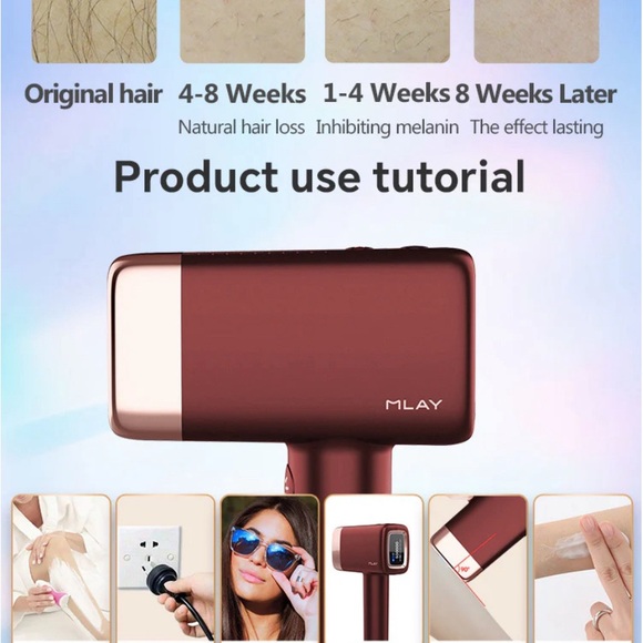 MLAY T14 Home Use IPL Laser Epilator/Replaceable Head,Unisex, BLUE/ PINK/ MAROON - Picture 13 of 16